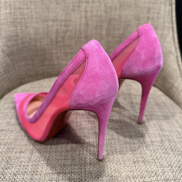 Christian Louboutin Galativi Pointed Toe Pumps Hot Pink Suede & Mesh - Picture 8 of 15